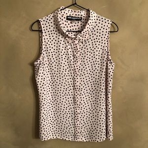 Karl Lagerfeld polka dot sleeveless blush top